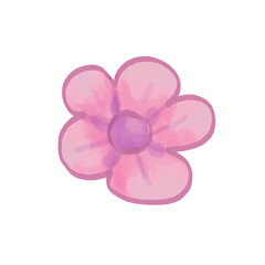 doodle pink flower isolated on white