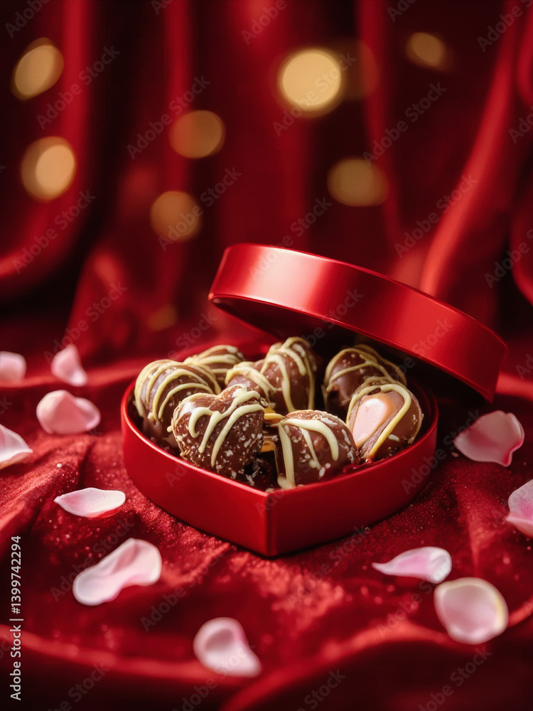 Poster everyday objects - for downstream advertisement and design: an open heart-shaped box filled with ass