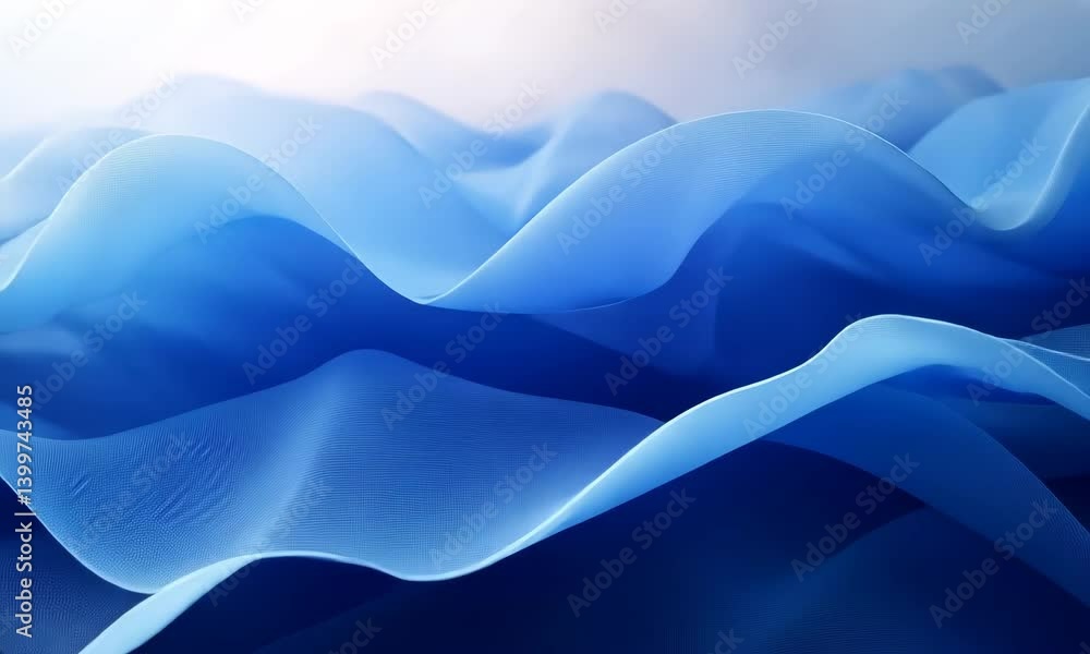 Poster abstract flowing blue fabric animation, creating an elegant and artistic wave background