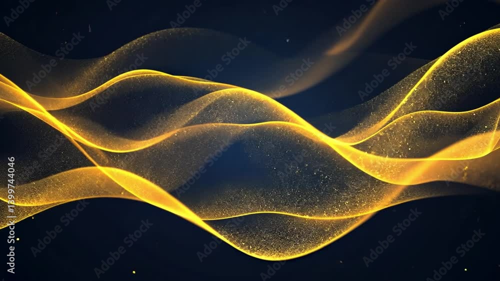 Aufkleber elegant golden waves of light flowing against dark background mesmerizing motion design with abstrac