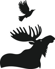 Silhouette of a woodland animal moose