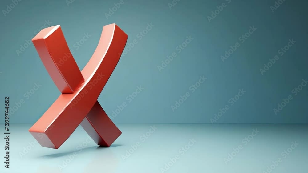 Poster modern 3d red letter x geometric abstract design with smooth background, creating striking visual co