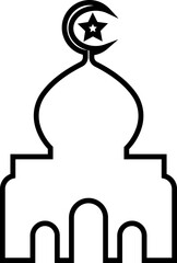 Mosque Building icon in line isolated on transparent background