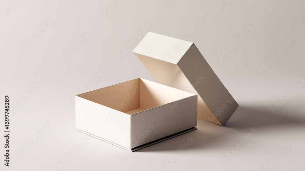 Poster open white box mockup packaging design template for product presentation and branding visualization 