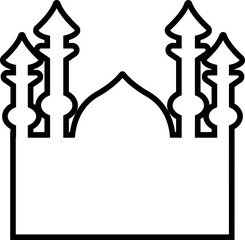 Mosque Building icon in line isolated on transparent background