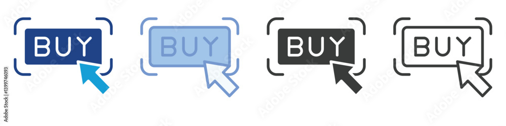 Poster buy button icons collection – multiple vector styles icons