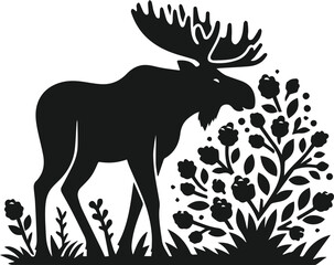 Silhouette of a woodland animal moose