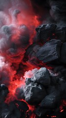 Charcoal and Molten Lava Texture with Smoke
