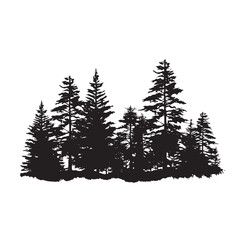 Fototapeta premium Minimalist Pine Tree Silhouette Isolated