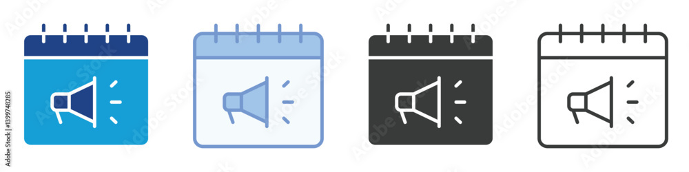 Poster calendar icons collection – multiple vector styles icons