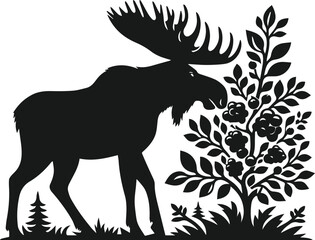 Silhouette of a woodland animal moose