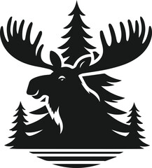 Silhouette of a woodland animal moose