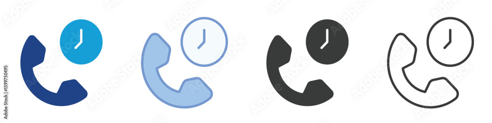 Poster call center time icons collection – multiple vector styles icons