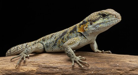 Fototapeta premium Small lizard closeup gray reptile