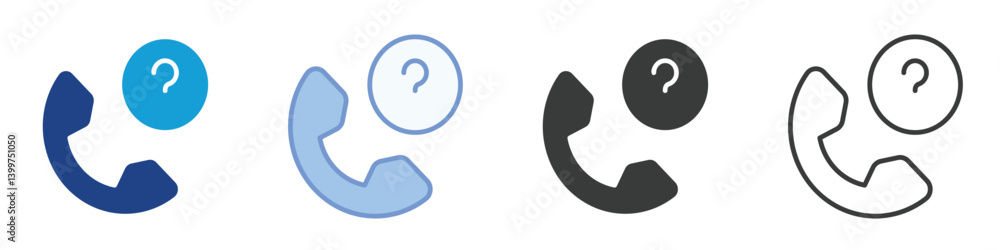 Poster call center question icons collection – multiple vector styles icons
