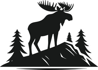Silhouette of a woodland animal moose