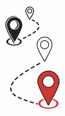 Set of Location Pin Icons in Flat and Outline Style

