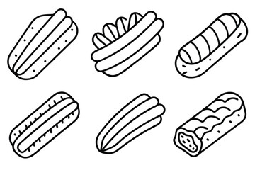 churros line art simple pastry vintage food sketch