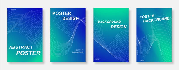 Abstract dynamic line wave poster background set. Minimalist gradient book cover and wallpaper design. Suitable for banner, flyer, leaflet, social media and ads