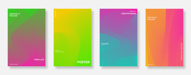 Abstract fluid gradient poster background set. Minimalist and elegant cover template design for brochure, banner, flyer and website