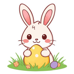 Obraz premium A cute easter rabbit surround by easter eggs