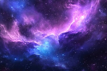 Fototapeta premium Galactic space inspired palette knife painting with deep purples, blues, and shimmering highlights