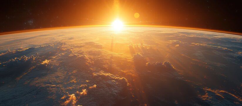 Earth Sunrise From Space, Inspiring View, Possible Use Stock Photo