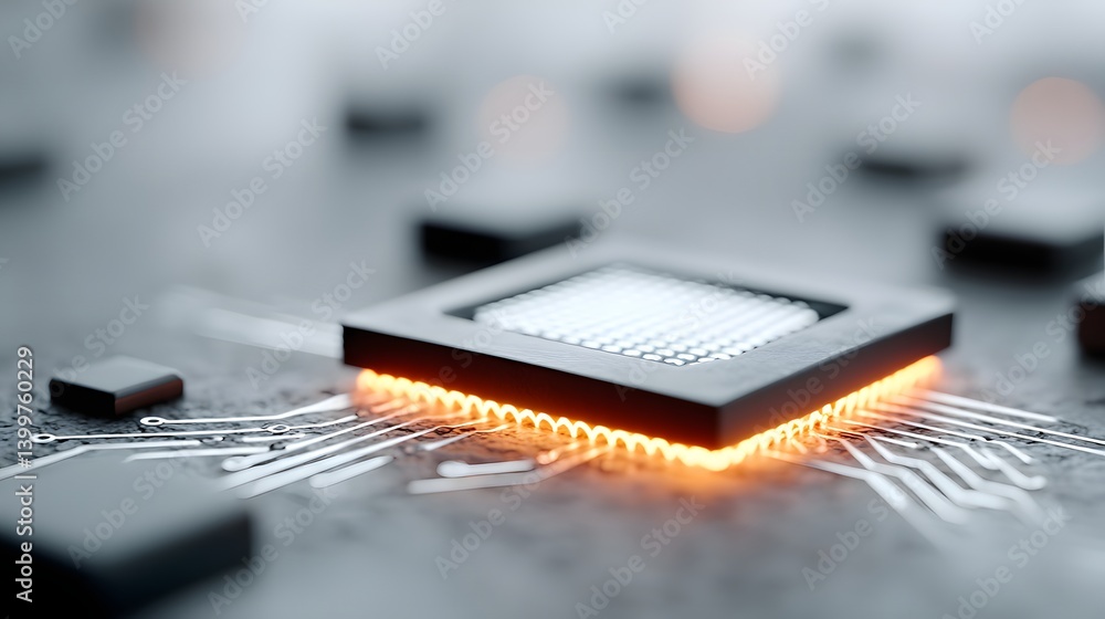 Poster ai efficiency at work, ultra-fast computing processors with glowing neural connections, high-perform