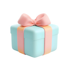 A light blue gift box with a pink bow.