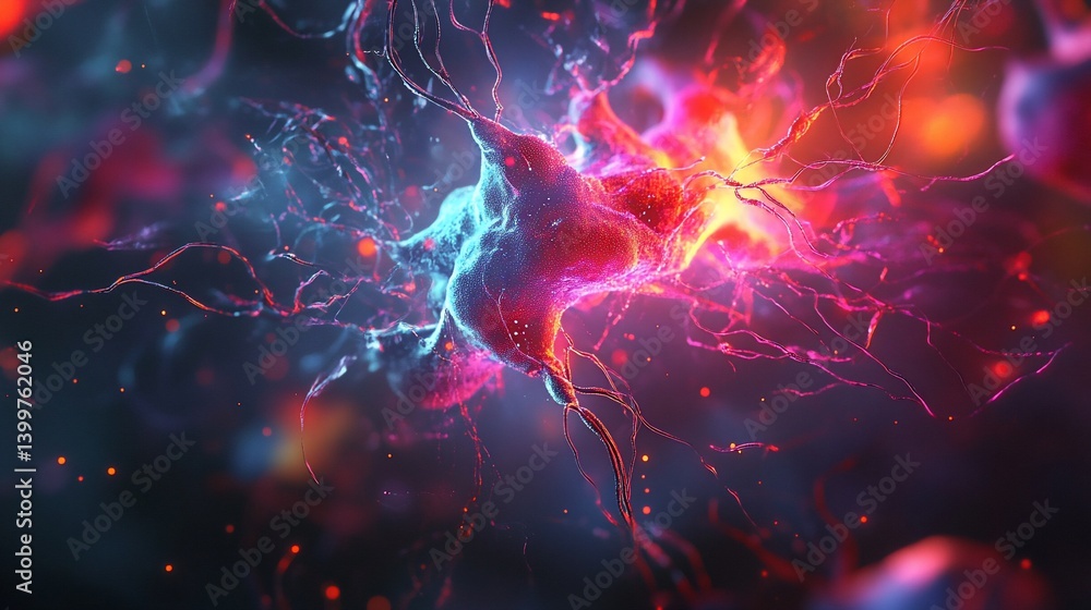 Aufkleber a detailed microscopic image of neurons and neural networks