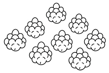 cloudberry line art abstract style black and white