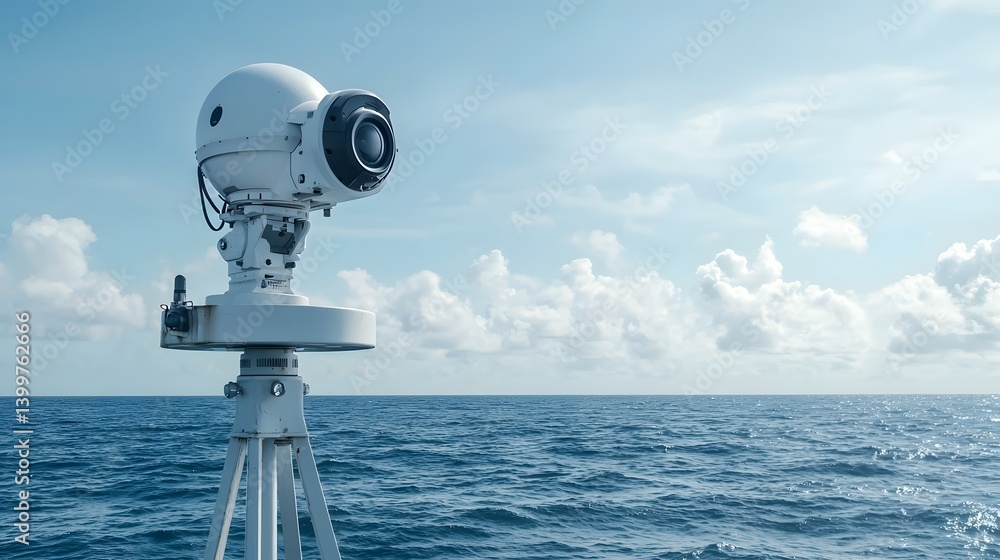 Poster advanced maritime surveillance system monitoring potential threats and safeguarding open waters with
