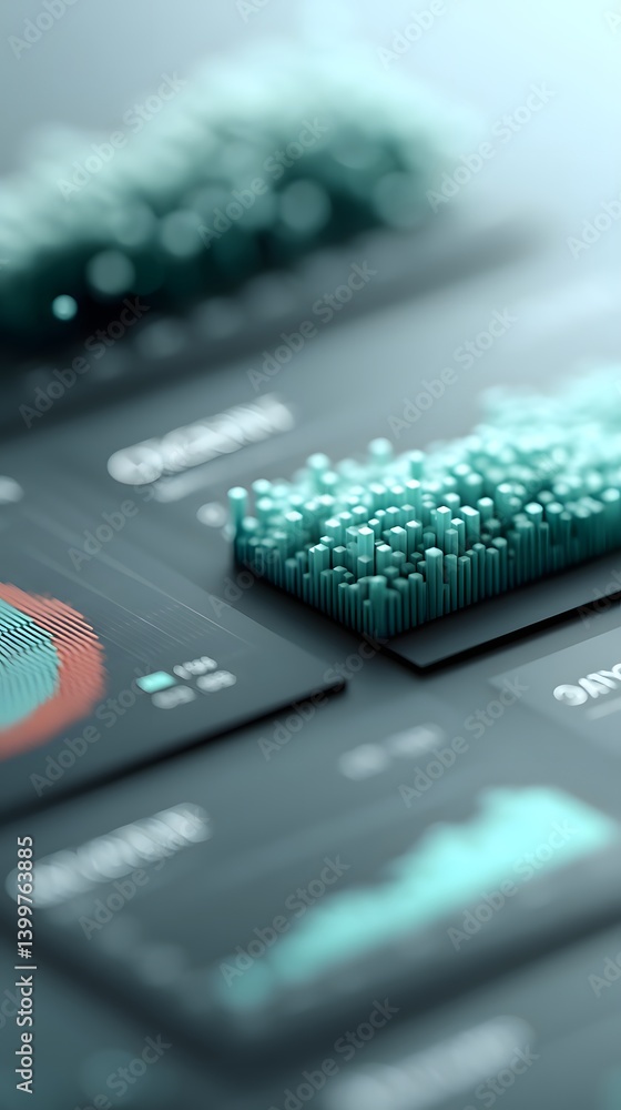 Poster predictive ai at work, futuristic data analytics dashboard, deep machine learning processing massive