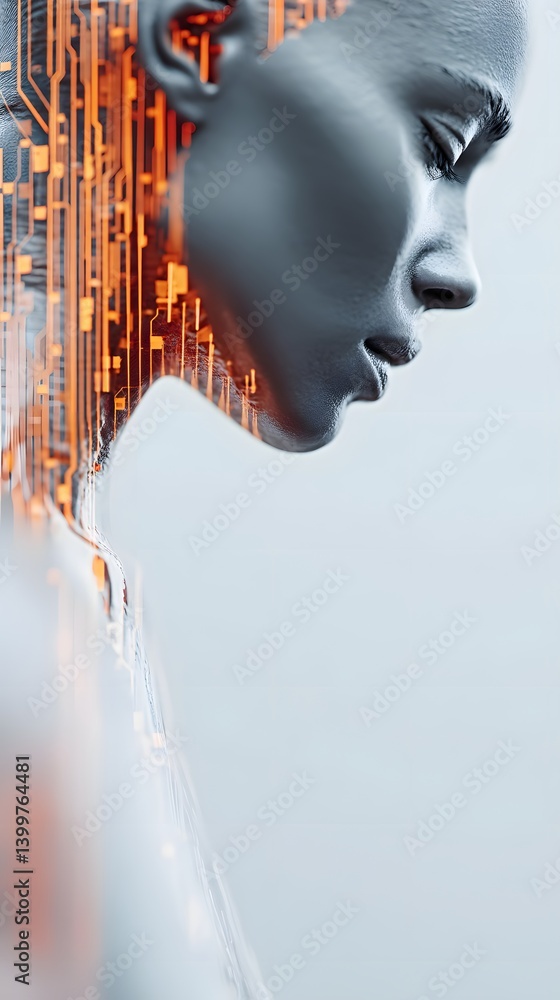 Poster adaptable artificial intelligence, a futuristic ai dynamically reconfiguring itself, glowing circuit