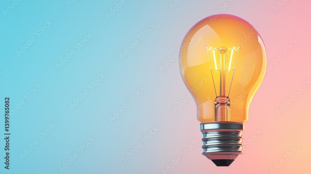 Poster a bright illuminated light bulb representing the spark of a creative idea or solution