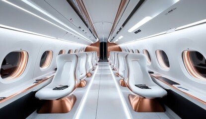 Fototapeta premium Luxury Private Jet Interior: Modern Design and Comfort