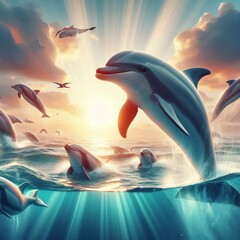 Dolphin Delphinidae Intelligent social marine mammals known for