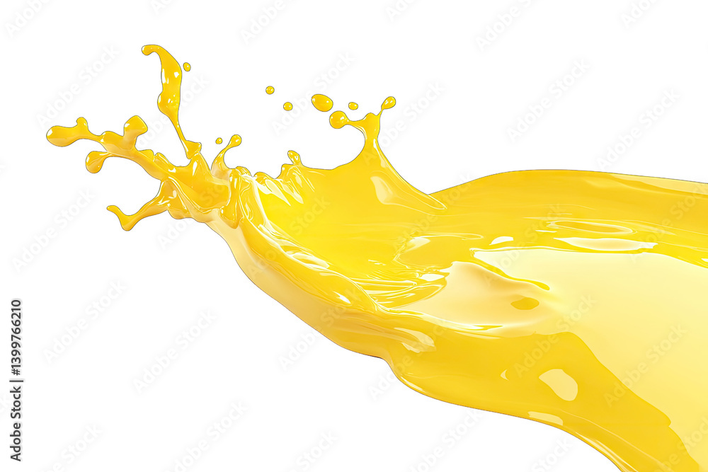 Poster vibrant splash of yellow liquid resembling paint or a similar substance flowing smoothly with dynami
