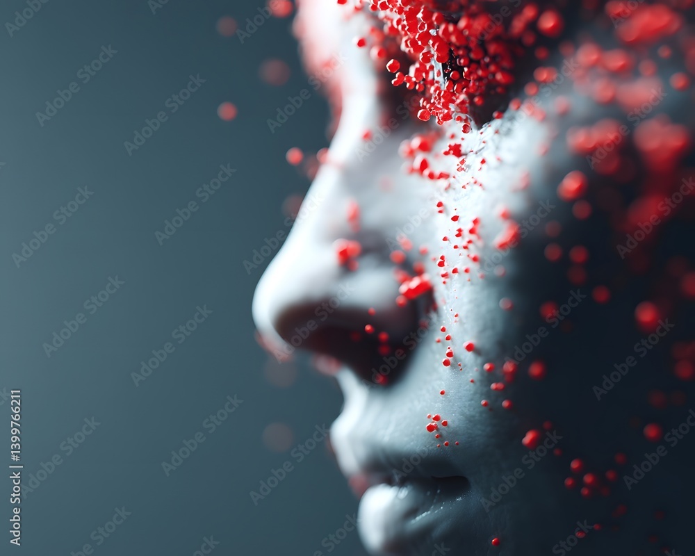 Poster modeling in artificial intelligence, futuristic ai-generated 3d structures evolving dynamically, dee