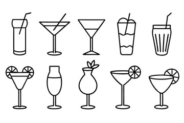 cocktail line art elegant drink design for party
