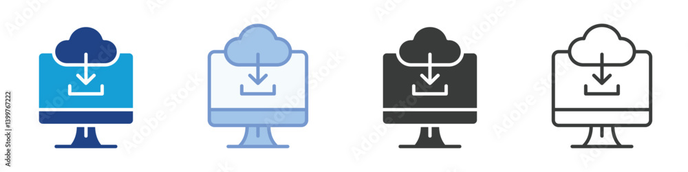 Poster cloud download computer icons collection – multiple vector styles icons