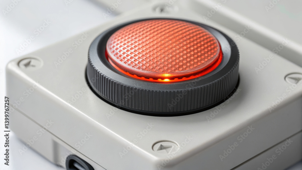 Poster close up view of emergency button concept showcasing prominent red button that signifies urgency and