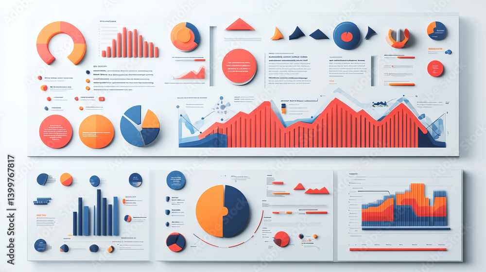 Poster data visualization dashboard with charts and graphs for business analytics and reporting insights an
