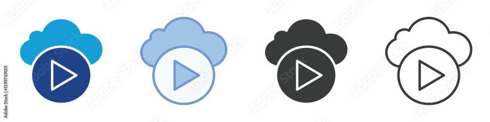 Poster cloud video icons collection – multiple vector styles icons