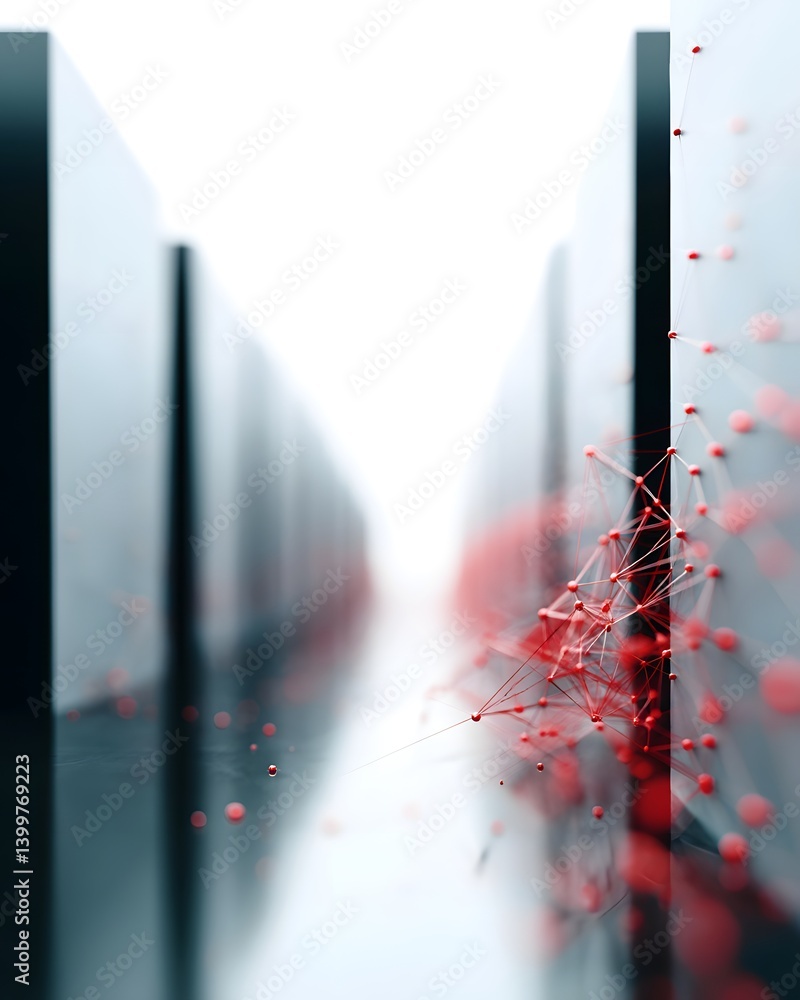 Poster scalable artificial intelligence system, interconnected neural networks expanding dynamically, vast 