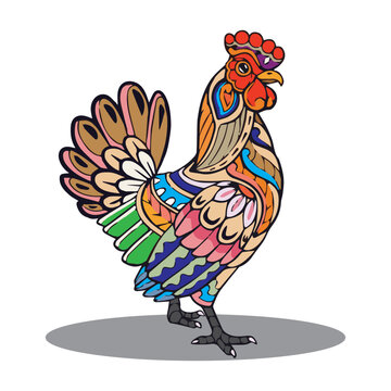 recommend clip art: Colorful Rooster mandala arts isolated on white background