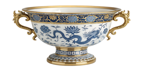 Elegant Porcelain Bowl with Dragon Motif: Exquisite antique porcelain bowl, intricately adorned with a mesmerizing dragon and floral design, radiating timeless elegance and artistic beauty. 