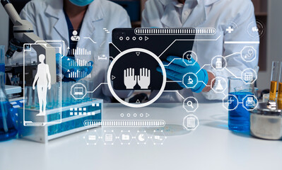 Scientist in laboratory study and analyze scientific sample.