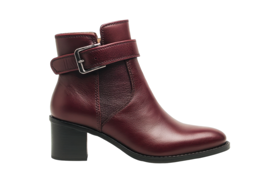Isolated Burgundy Ankle Boot with Zipper