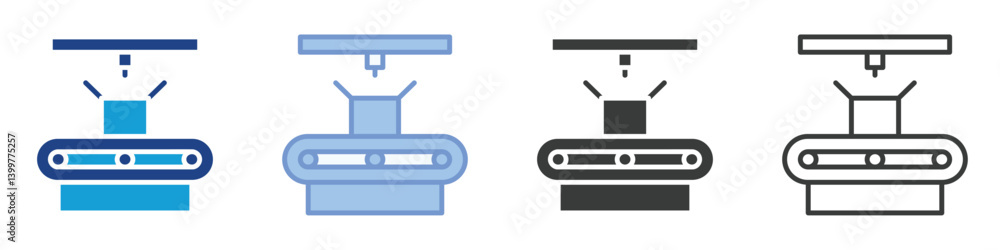 Poster conveyor product icons collection – multiple vector styles icons